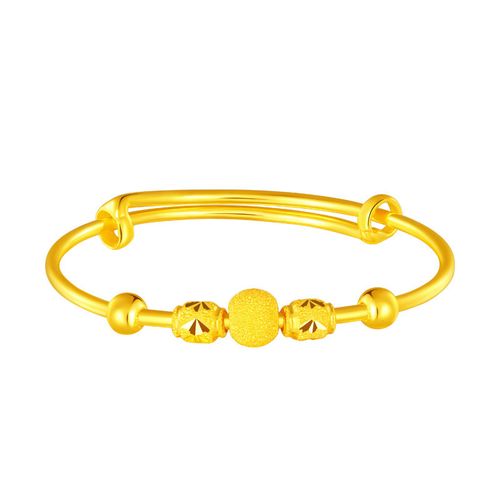 老凤祥云同款首饰黄金手镯转运珠宝宝手镯贺新生童镯足金手镯推拉手镯