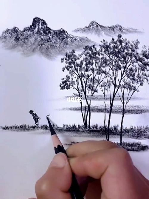 易学素描山水画_素描_山水画_文化_绘画