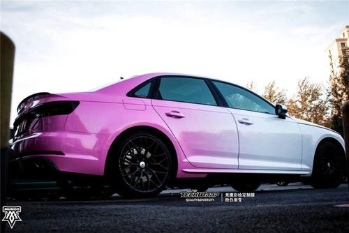 teckwrap秃鹰进口车身改色膜白渐变粉定制奥迪s4