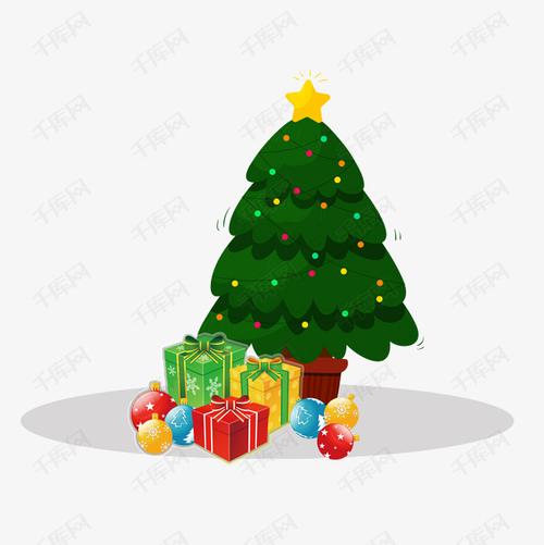 圣诞节礼物圣诞树元素的素材免抠手绘卡通圣诞节圣诞圣诞夜圣诞树