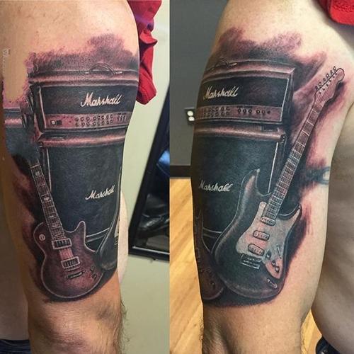 音乐纹身图案 创意表达的乐器纹身图案(2/9)