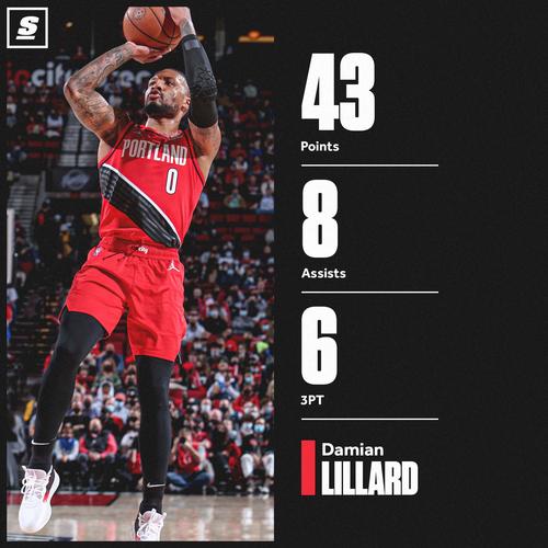 利拉德终于找回手感三分也是火力全开