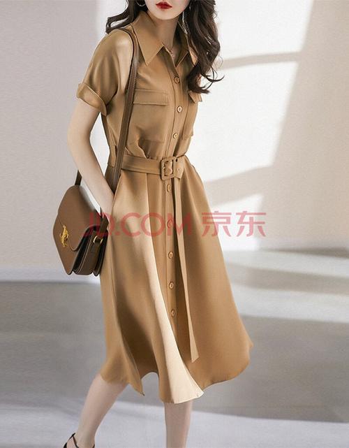 尚女纺雪纺衬衫连衣裙女2021夏季新品时尚女装韩版小个子系带a字裙中