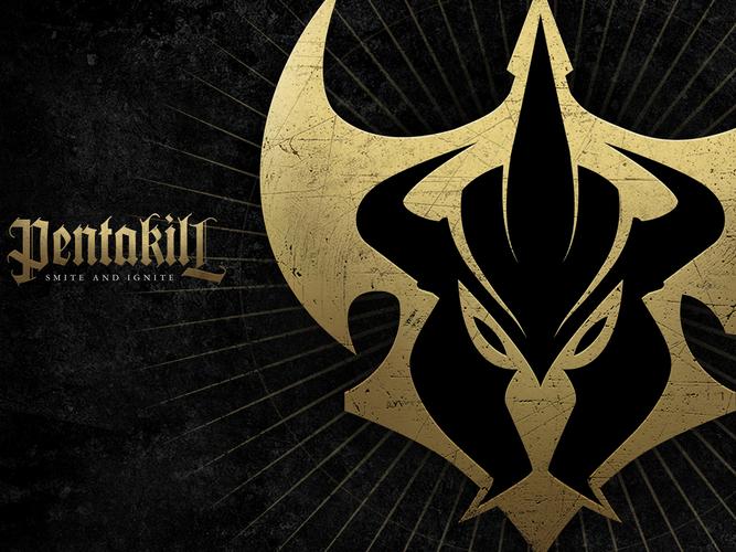 英雄联盟,五杀摇滚乐队,五杀,标志,pentakill,极简,游戏英雄联盟壁纸