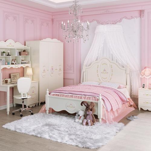 七叶木床儿童成套家具卧室家具套装木质组合床套装儿童床1215米欧式床