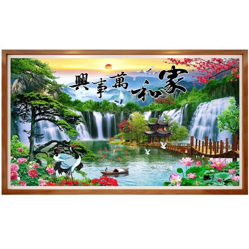 2021山水风景头像,2021年山水微信头像 2021新款钻石画满钻客厅家和万事兴点钻十字绣山水风景5d贴砖石画