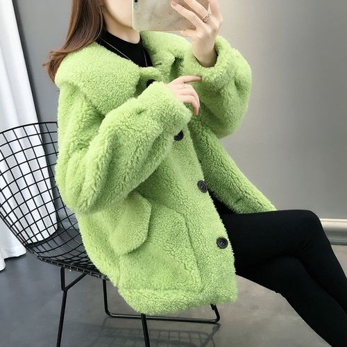 【加绒加厚】羊羔毛外套女秋冬季2021新款小个子时尚流行一体上衣