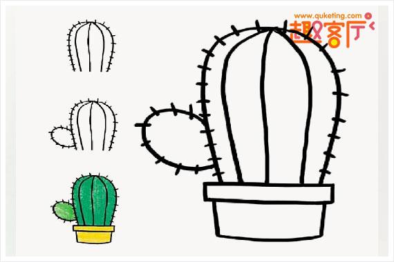 漂亮植物简笔画 仙人掌图片 儿童必学的画画