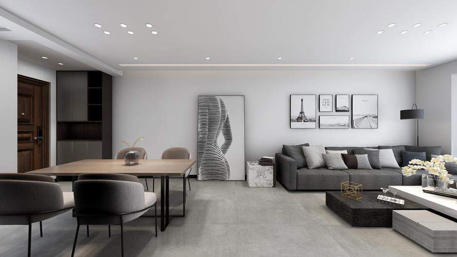 极简风格装修效果图——中航城123平