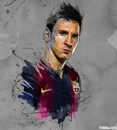 c罗梅西等足球明星手绘图