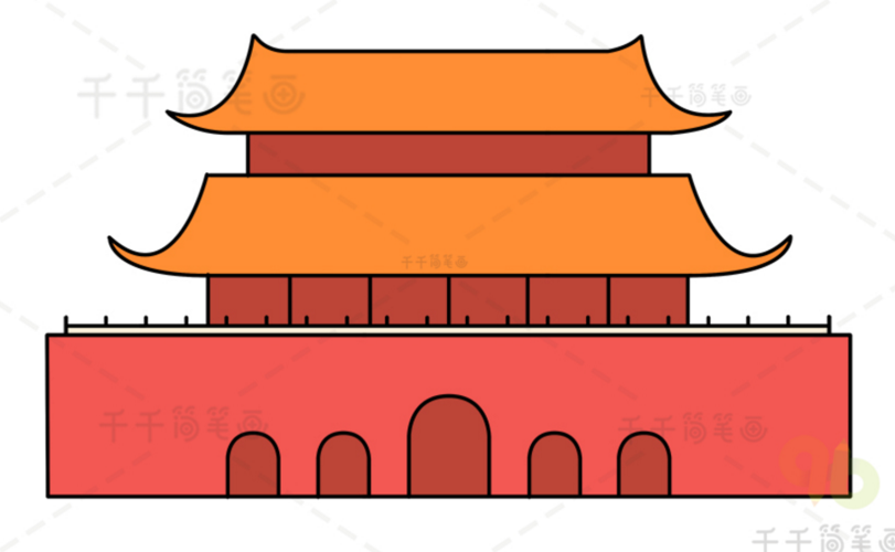 欢度国庆,北京天安门简笔画大全,一学就会