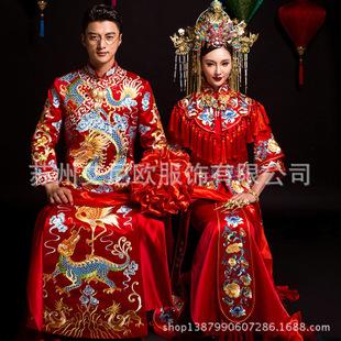 裙褂中式新娘秀禾服结婚礼服情侣喜服敬酒服中国风古典红色礼服