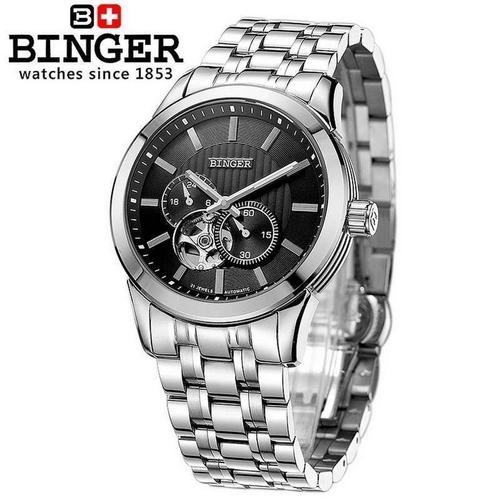 宾格binger自动机械表男士手表时尚背透镂空夜光防水高端大气尊贵奢华