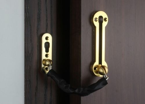 伊诺喜土豪金室内门明装防盗栓,带皮套式锌合金耐磨安全链