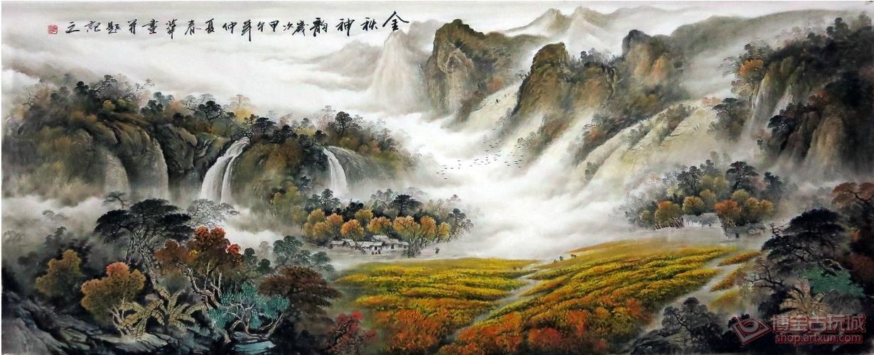 唐春华手绘字画八尺精品国画山水《金秋神韵》