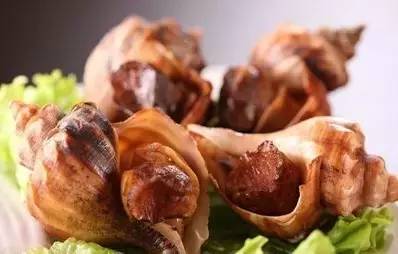 海螺 海螺脑是海螺头部两个像小球模样的东西,在螺肉里面,吃多了