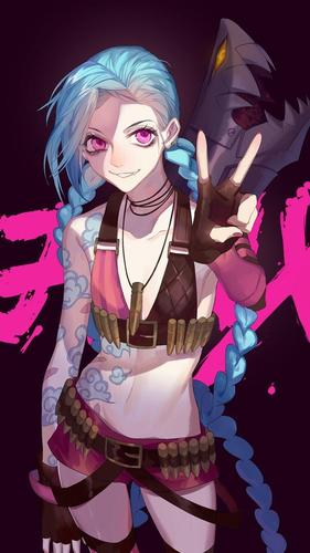 【壁纸】分享一波英雄联盟—金克丝高清手机壁纸!有人物解说哦!