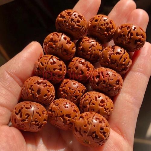 尼泊尔大金刚菩提子手串无齿金刚菩提子佛珠手串桶珠苹果圆五六瓣 米