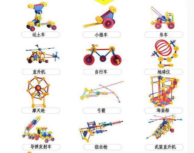 每人搭出一辆小推车的形状出来,听到指令后,孩子们纷纷拿出万能工匠的