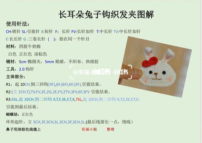 今日分享手工钩织长耳朵兔子9277图解_钩织_手工制作_兔子_大商