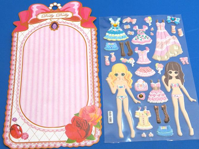 女孩换装贴纸带钻可爱宝宝海绵韩国手机贴纸卡通手机装饰文具贴纸