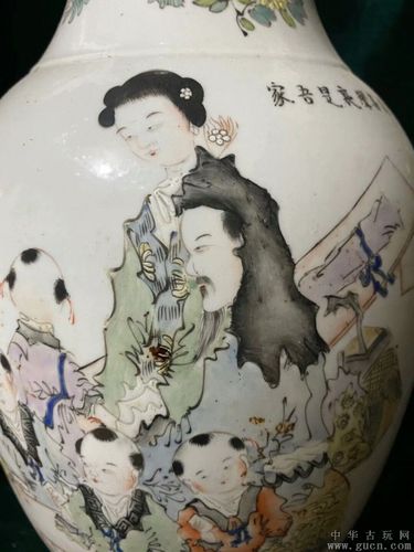 马庆云作150件浅降彩教子图瓶
