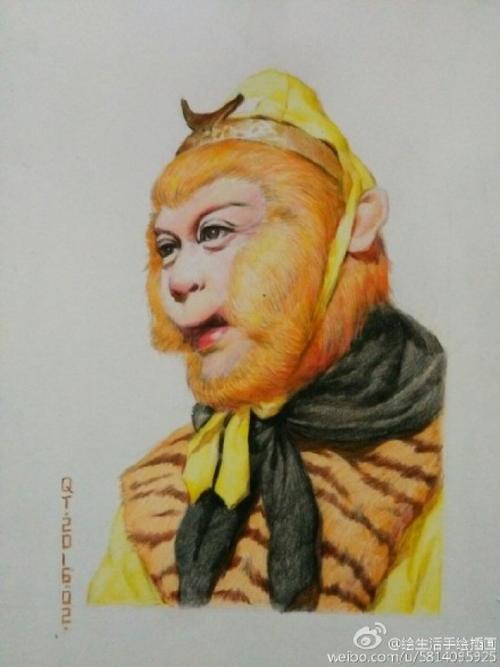 六小龄童孙悟空彩铅画教程图片 齐天大圣彩铅画画法 西游记孙悟空怎么