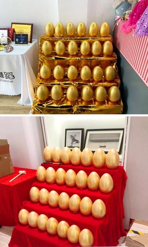 搞活动金蛋道具砸金蛋抽奖彩色金蛋创意架子砸彩蛋20cm抽奖道具旋转