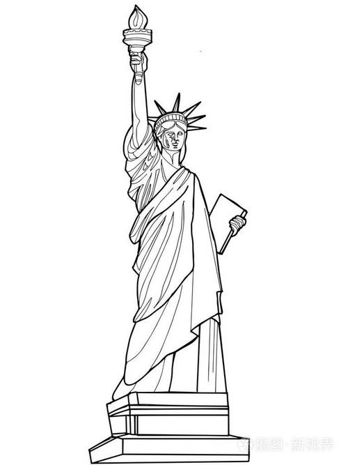 自由女神像黑白色