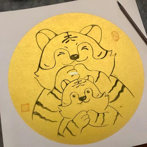 适合8-10岁儿童画 虎年大吉
