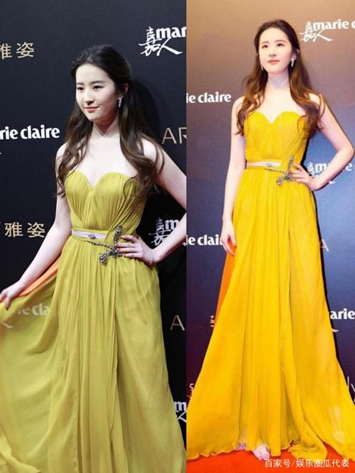 刘亦菲黄色系列礼服!穿黄色调没有失手过!最后一张真