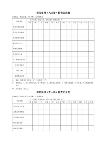 消防器材检查记录表格模板