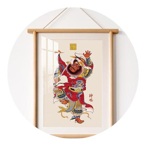 连年有余民俗装饰画实木木框钟馗挂画财神神画现代装饰画