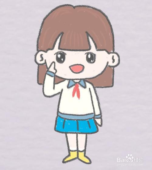 敬礼的小女孩怎么画