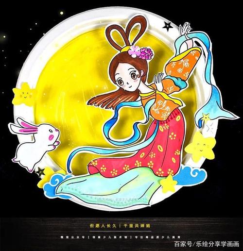 儿童画教程|初级卡通画课程《但愿人长久,千里共婵娟》