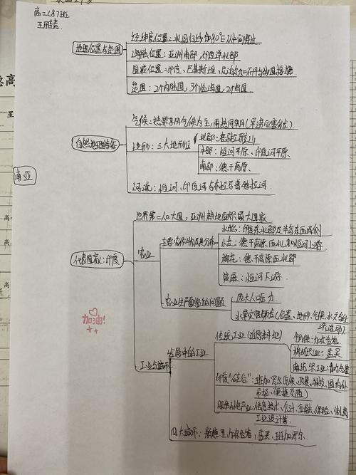 高二文科学生世界地理思维导图集锦之南亚