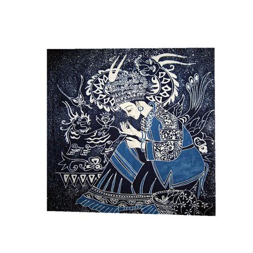 贵州蜡染装饰画少数民族特色工艺墙面挂布画苗族蜡染壁挂礼物苗女