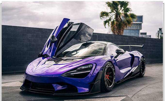 喜欢碳纤维的来迈凯伦720s改装版紫色涂装搭大量碳纤维配件