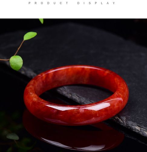 翡翠 翡翠手镯 尊首 缅甸翡翠专柜级手镯高级红翡血翡正圈冰糯种 53