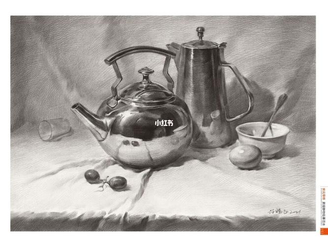 不锈钢主题系列素描静物_素描_兴趣爱好_绘画