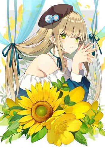 二次元女生壁纸 夏天里的向日葵