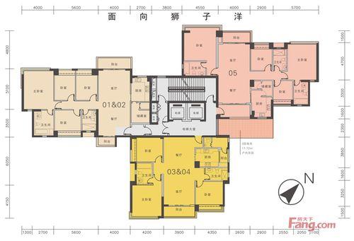 滨江豪园户型图3栋标准楼层平面图4室2厅3卫1厨