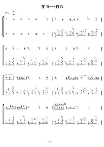 夜曲--肖邦 c大调 初学简易版 钢琴双手简谱 钢琴谱