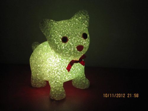 b023 2012网络新款爆款 低价促销 七彩水晶猫 水晶猫小夜灯