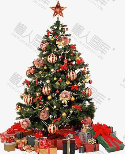 喜庆圣诞树装饰插画-创意圣诞节喜庆圣诞树装饰素材