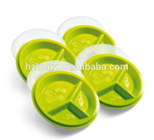 4-go healthy portion control plates - pack of 4, 3-section diet