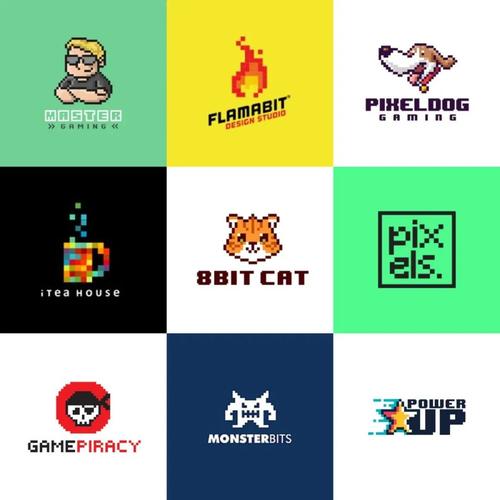 像素风格的logo,最直观的体现便是通过像素方格进行排列,组成抽象的