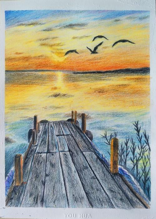 6.15手绘彩铅风景～夕阳