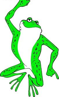 卡通画手舞足蹈的青蛙