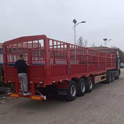 新公告车型 二桥高栏半挂车 10米钢板桥对开门花栏半挂车